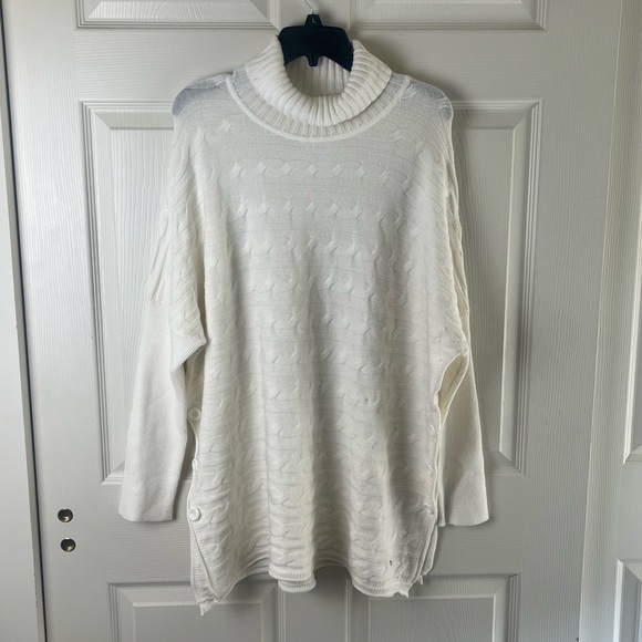 Picadilly Fashion Sweaters - Picadilly Fashion Cream Cable Knit Turtleneck Pullover